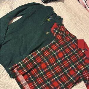 Ralph Lauren Green Sweater and Plaid Dress